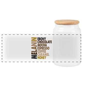 Design sur le thème du café et du chocolat Eybony - Boîte à biscuits avec couvercle en bois - blanc - Devant