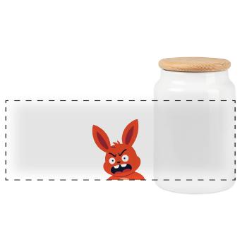 Wütender roter Hase Cartoon - Panorama Keksdose mit Holzdeckel - Weiß - Vorne