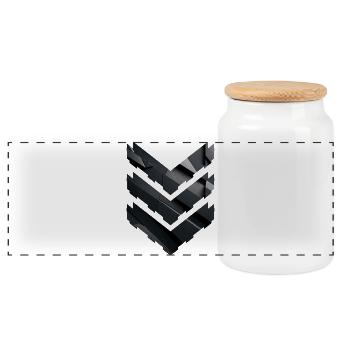 Abstract Black Geometric Pattern - Panoramic Cookie Jar with Wooden Lid - white - Front