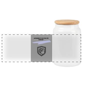 Motivierender Schutzsymbol Druck - Panorama Keksdose mit Holzdeckel - Weiß - Vorne