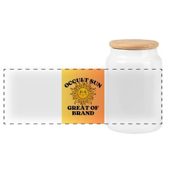 Hidden Sun Great Mark - Panoramic Cookie Jar with Wooden Lid - white - Front