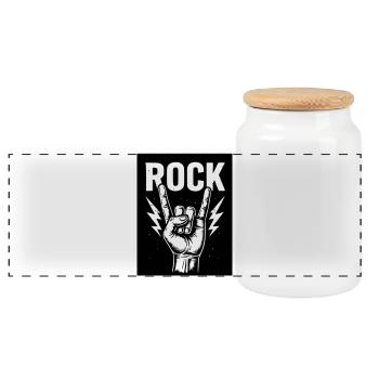 Rock on - Panorama Keksdose mit Holzdeckel - Weiß - Vorne