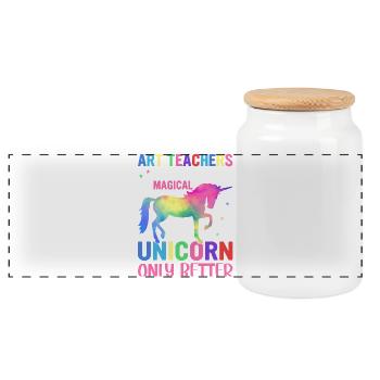 Bunte Einhorn-Kunst, die Lehrer lieben - Panorama Keksdose mit Holzdeckel - Weiß - Vorne