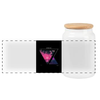 Tropical Sunset Triangle Design - Panoramic Cookie Jar with Wooden Lid - white - Front