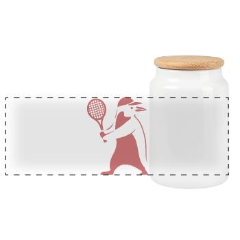 Minimaliste Pingouin Tennis Joueur de revers - Boîte à biscuits avec couvercle en bois - blanc - Devant