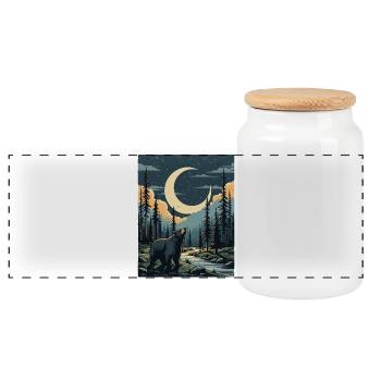 Bear in the Night - Panorama Keksdose mit Holzdeckel - Weiß - Vorne