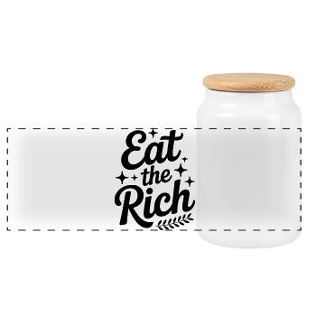 Eat the Rich - Funny Socialism Design - Panorama Keksdose mit Holzdeckel - Weiß - Vorne