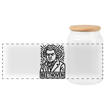 Ludwig van Beethoven - Boîte à biscuits avec couvercle en bois - blanc - Devant