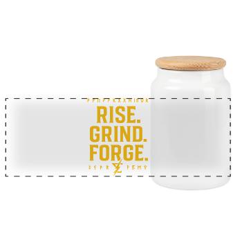 Rise Grind Forge – T-shirt de motivation - Boîte à biscuits avec couvercle en bois - blanc - Devant