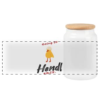 Retail design with chicken and humor - Panoramic Cookie Jar with Wooden Lid - white - Front