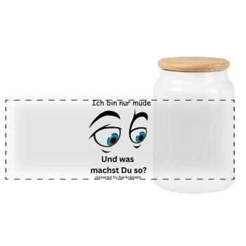 Minimalistisches Gesicht in Blau und Schwarz  - Panorama Keksdose mit Holzdeckel - Weiß - Vorne