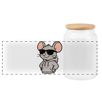 maus-sonnenbrille-cool - Panorama Keksdose mit Holzdeckel - Weiß - Vorne