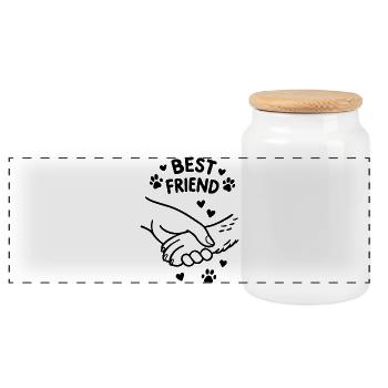 Dog Friends, Hundefreund, Hunde - Panoramic Cookie Jar with Wooden Lid - white - Front