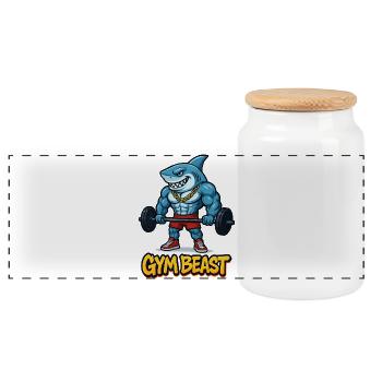 Muscles de requin, bodybuilder comique - Boîte à biscuits avec couvercle en bois - blanc - Devant