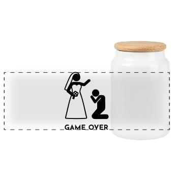 Mariage - Game over - Boîte à biscuits avec couvercle en bois - blanc - Devant