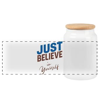 JUST BELIEVE IN YOURSELF - Panoramic Cookie Jar with Wooden Lid - white - Front
