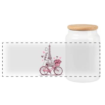 Paris Eiffelturm Fahrrad Herzen Blumen Frankreich - Panorama Keksdose mit Holzdeckel - Weiß - Vorne