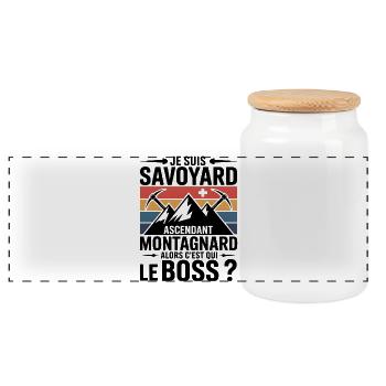 Savoyer Montagnard T-Shirt – Wer ist der Bauch - Panorama Keksdose mit Holzdeckel - Weiß - Vorne