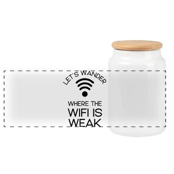 Wandern_Natur_Funkloch_Handy_Wifi_Fun_Telefon - Panorama Keksdose mit Holzdeckel - Weiß - Vorne