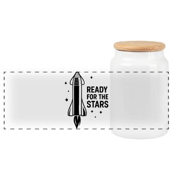 Ready for the Stars – Sci-Fi Motiv für Space-Fans - Panorama Keksdose mit Holzdeckel - Weiß - Vorne