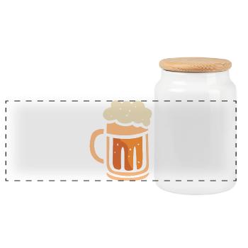 Bierkrug mit Schaum – Lustiges Cartoon-Design - Panorama Keksdose mit Holzdeckel - Weiß - Vorne