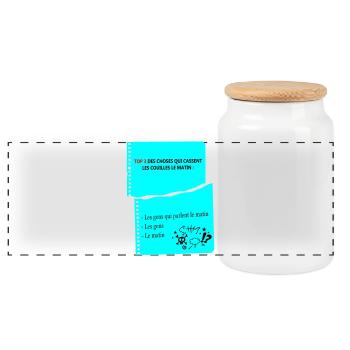 Humorous Quote Mornings of a Grumpy Man - Panoramic Cookie Jar with Wooden Lid - white - Front