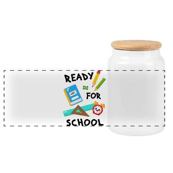 inscription scolaire début de l'école élève de première année écolier - Boîte à biscuits avec couvercle en bois - blanc - Devant