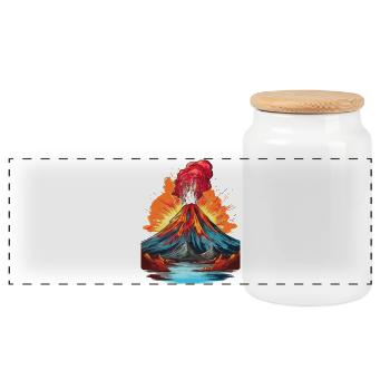 Volcanic eruption with lava flow - Panoramic Cookie Jar with Wooden Lid - white - Front