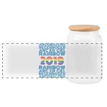 2019 - Panoramic Cookie Jar with Wooden Lid - white - Front