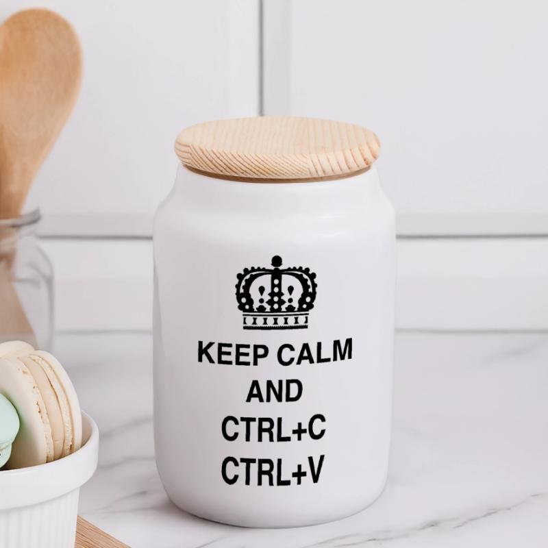 Class shirts Keep calm and CTRL+C CTRL+V Panoramic Cookie Jar with Wooden Lid
