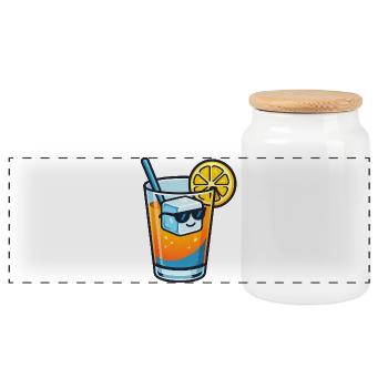 Limonensommer mit Eiswürfel und Sonnenbrille - Panorama Keksdose mit Holzdeckel - Weiß - Vorne