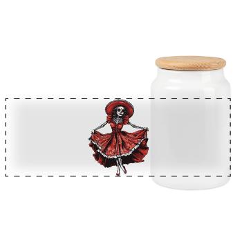 femme dansante La Catrina en robe rouge :) - Boîte à biscuits avec couvercle en bois - blanc - Devant