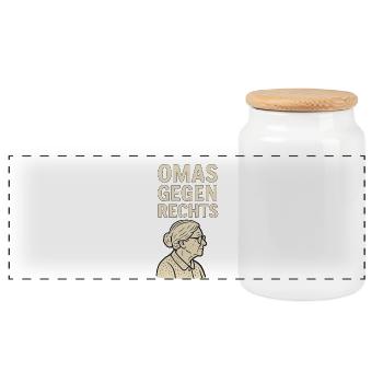 Anti-Right Statement Grandmas against the right - Panoramic Cookie Jar with Wooden Lid - white - Front