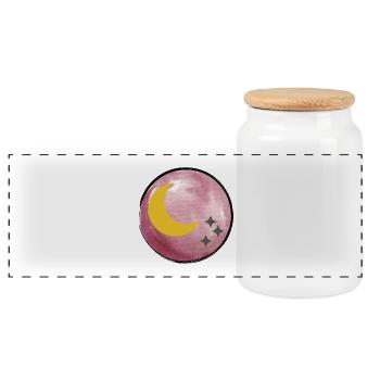 Illustration de lune et d’étoiles à l’aquarelle - Boîte à biscuits avec couvercle en bois - blanc - Devant