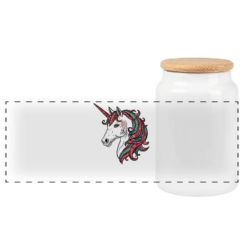 Unicorn - Panoramic Cookie Jar with Wooden Lid - white - Front