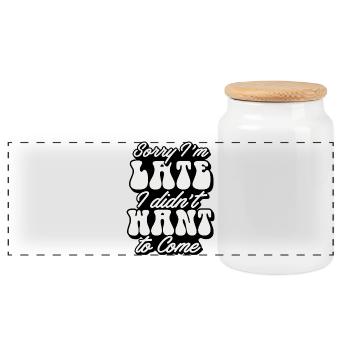 Conception de texte humoristique pour un style décontracté - Boîte à biscuits avec couvercle en bois - blanc - Devant