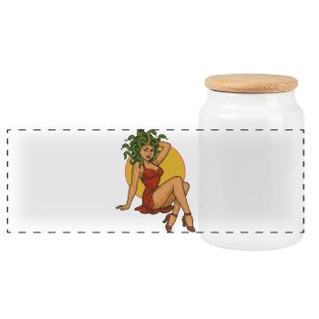 Design d’art rétro inspiré de Méduse - Boîte à biscuits avec couvercle en bois - blanc - Devant