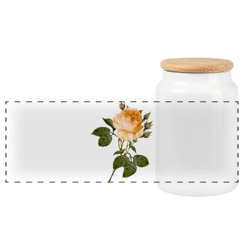 Flower - Panoramic Cookie Jar with Wooden Lid - white - Front