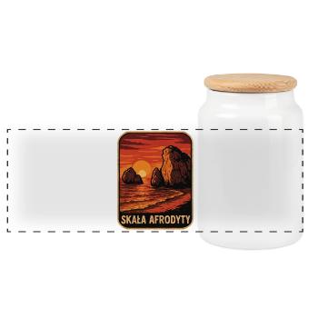 Aphrodite's Rock at sunset - Panoramic Cookie Jar with Wooden Lid - white - Front