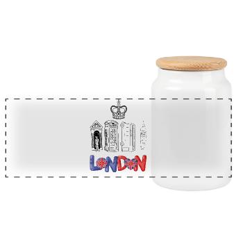 Drapeau London Love Heart - Boîte à biscuits avec couvercle en bois - blanc - Devant