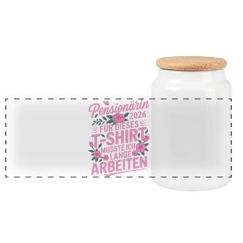 Pensioner 2026 - Panoramic Cookie Jar with Wooden Lid - white - Front