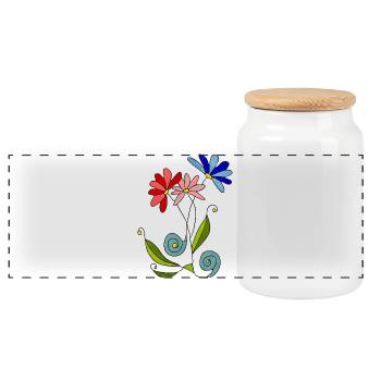 Fleur - Boîte à biscuits avec couvercle en bois - blanc - Devant