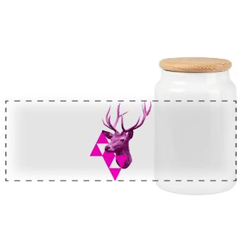 Cerf rose - Boîte à biscuits avec couvercle en bois - blanc - Devant