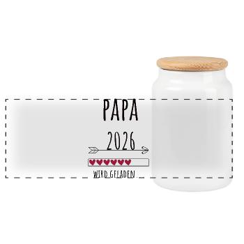 Dad-to-be 2026 Gift Pregnancy - Panoramic Cookie Jar with Wooden Lid - white - Front