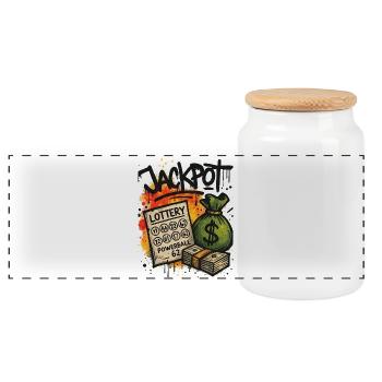 Graffiti Art Jackpot Lottery - Panoramic Cookie Jar with Wooden Lid - white - Front