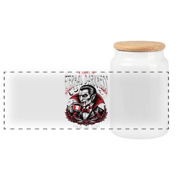 Toast to the Eternal Darkness - Panoramic Cookie Jar with Wooden Lid - white - Front
