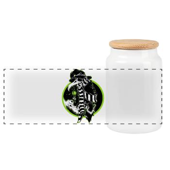Raven - Panoramic Cookie Jar with Wooden Lid - white - Front