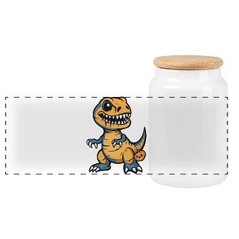 Dinosaure T-Rex Halloween Drôle - Boîte à biscuits avec couvercle en bois - blanc - Devant