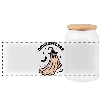 Crowned Ghost - Panoramic Cookie Jar with Wooden Lid - white - Front