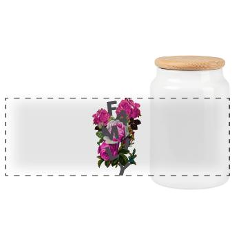 Florale Familienmonogramm Collage - Panorama Keksdose mit Holzdeckel - Weiß - Vorne